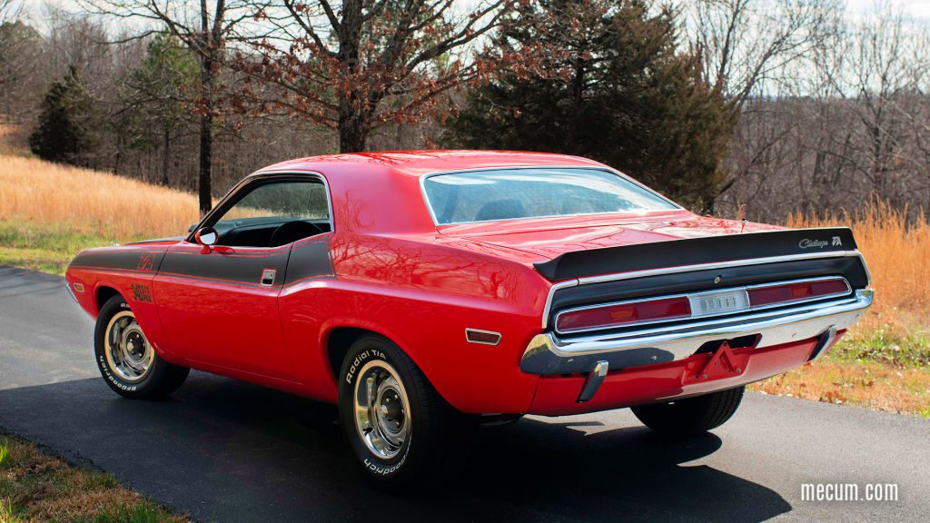 Ducktail Spoiler on a 1970 Dodge Challenger T/A Painted Bright Red