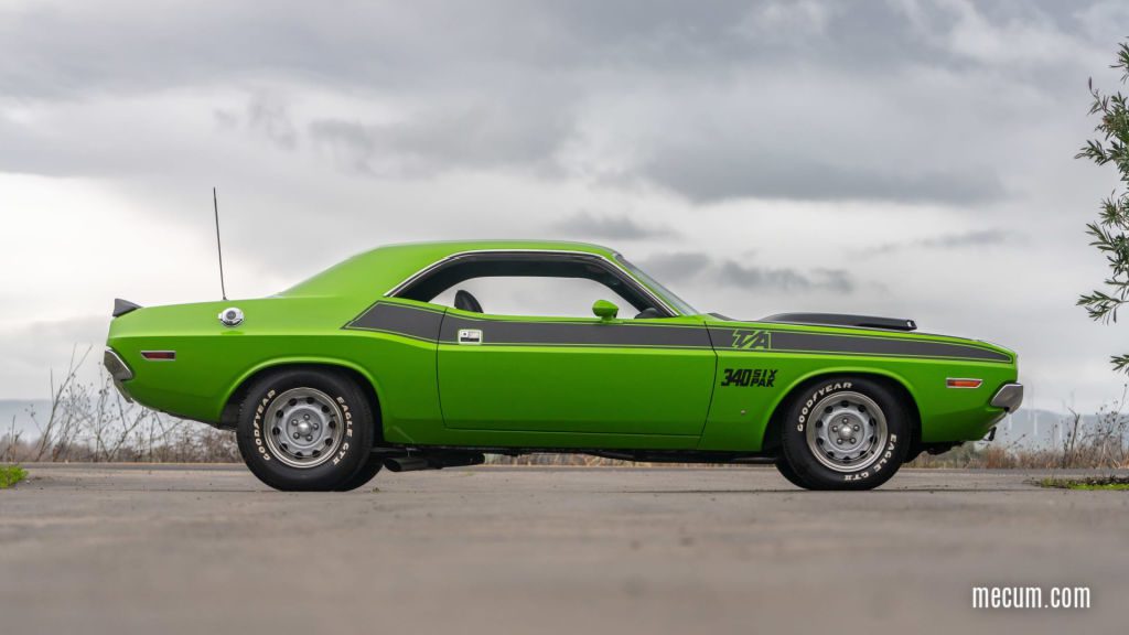Profile of a 1970 Dodge Challenger T/A in Limelight Green