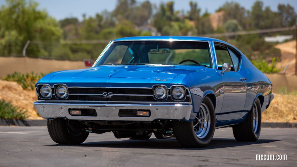 Photo of a 1969 SS Chevelle, a classic muscle car in its prime.