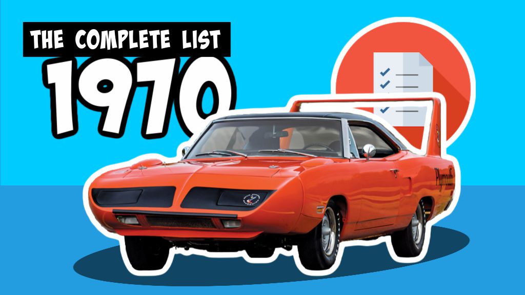 1970 Muscle Cars List Graphic