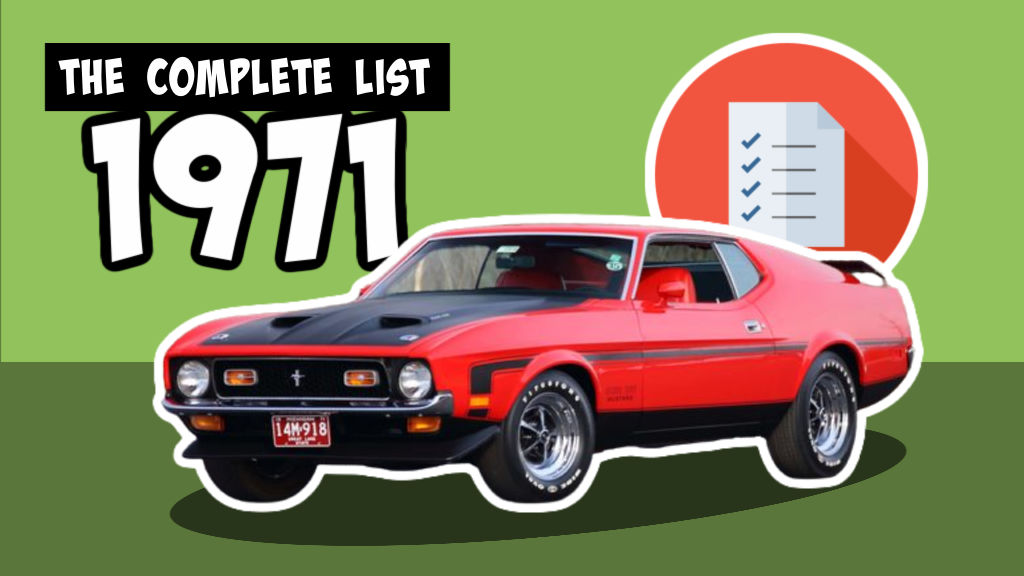 1971 Muscle Cars List Graphic