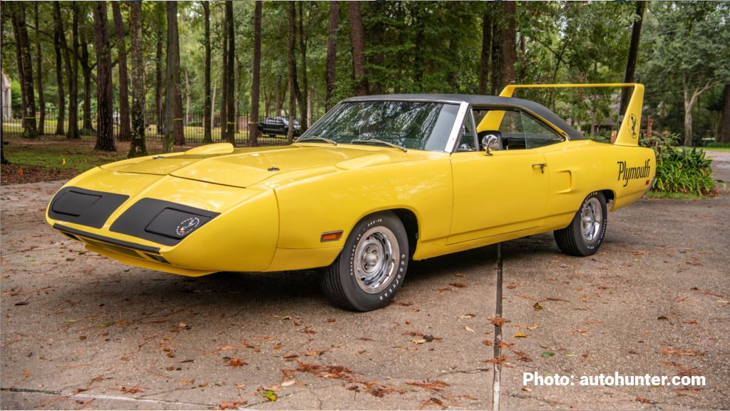 Photo of a yellow 1970 Plymouth Superbird