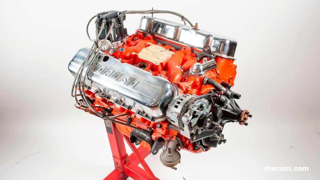 Photo of a Chevy 454 Engine on an engine stand