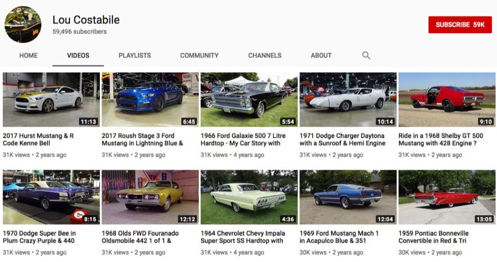 My Car Story with Lou Costabile Youtube Channel